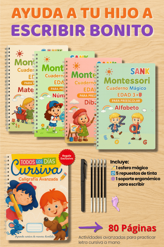 🌟 Set de 4 Libros Mágicos + Cuaderno Digital Caligrafía Avanzada ¡GRATIS!